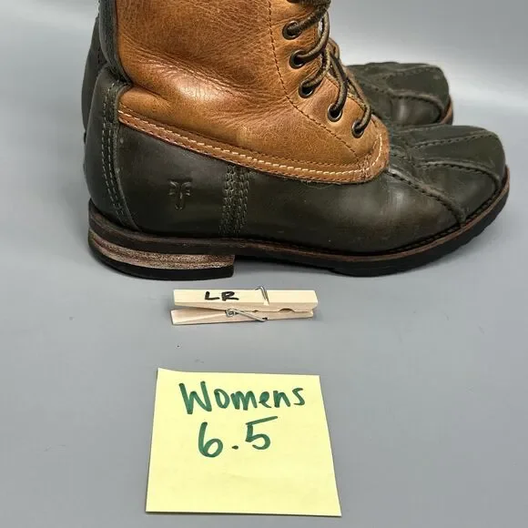 Frye Veronica Women's 6.5 Brown Leather Shearling Duck Boots Lace-Up Mid-Calf - Picture 12 of 12